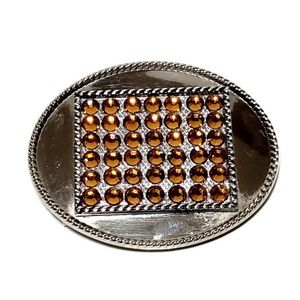 Oval Silver Buckle with Topaz Swarovski Crystals.